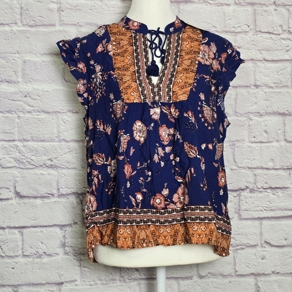 Gypsies & Moondust Sleeveless Flutter Sleeve Peasant Top Size Medium NWT - Picture 5 of 11